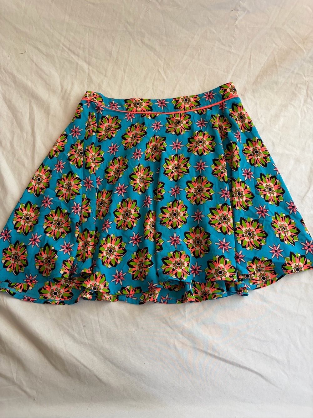 Flying Tomato Turquoise Floral A-Line Mini Skirt Women’s Medium Boho Size M